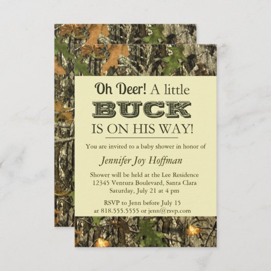 Een kleine buck is onderweg. Camo Invite Kaart (Voorkant / Achterkant)