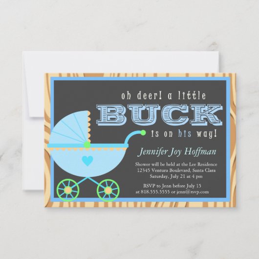 Een kleine buck is onderweg. Camo Invite Kaart (Voorkant)