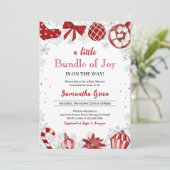 Een kleine bundel van Joy Christmas Baby shower Kaart (Staand voorkant)
