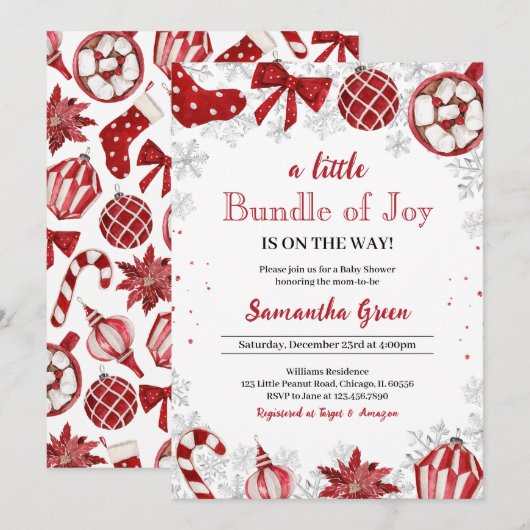 Een kleine bundel van Joy Christmas Baby shower Kaart (Voorkant / Achterkant)