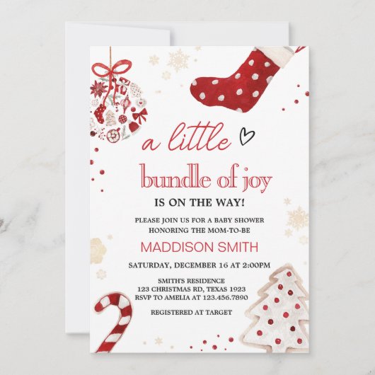 Een kleine bundel van Joy Christmas Baby shower Kaart (Voorkant)