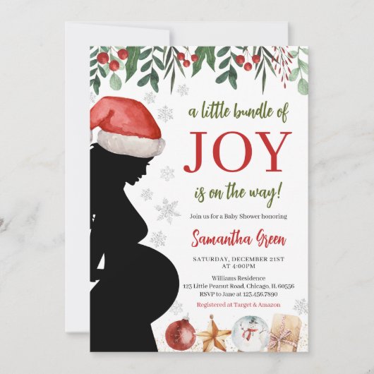 Een kleine bundel van Joy Christmas Baby shower Kaart (Voorkant)