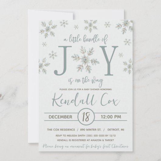 Een kleine bundel van vreugde is op de weg Baby sh Kaart (Voorkant)