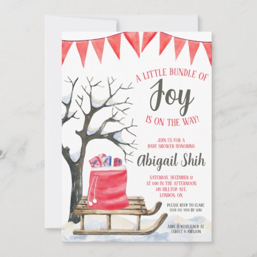 Een kleine bundel van vreugde is op de weg Baby sh Kaart (Voorkant)