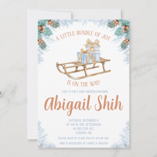 Een kleine bundel van vreugde is op de weg Baby sh Kaart (Voorkant)