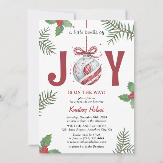 Een kleine bundel van vreugde! Kerst Baby shower Kaart (Voorkant)