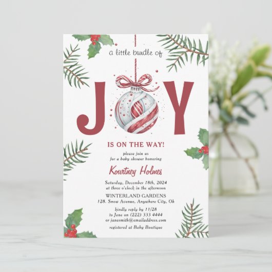 Een kleine bundel van vreugde! Kerst Baby shower Kaart (Staand voorkant)