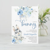 Een kleine Bunny Baby shower Boy nodiging Kaart (Staand voorkant)