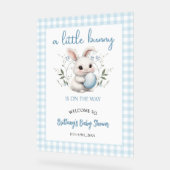 Een kleine Bunny Blue Boy Baby shower welkom Acryl Bord (Hoek)