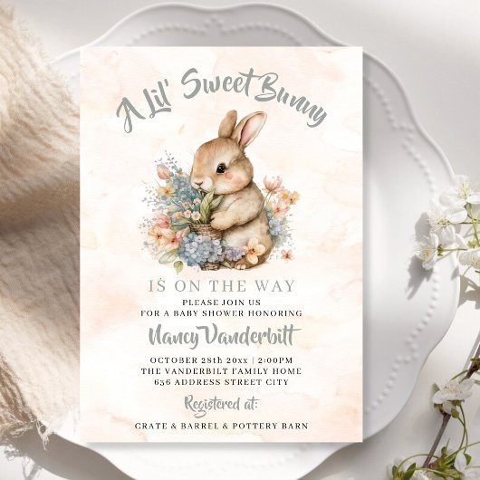 Een kleine Bunny Wildflower Baby shower uitnodigin Kaart