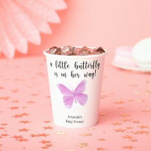 Een kleine Butterfly is op weg naar Baby shower Papieren Bekers