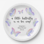 Een kleine Butterfly is op weg naar Baby shower Papieren Bordje (Voorkant)
