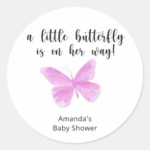 Een kleine Butterfly is op weg naar Baby shower Ronde Sticker