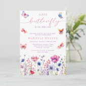 een kleine Butterfly Paarse schattige bloemen Baby Kaart (Staand voorkant)