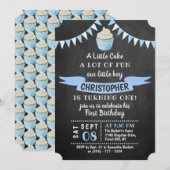 Een kleine Cake Chalkboard 1st Birthday Uitnodigin Kaart (Voorkant / Achterkant)