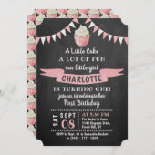 Een kleine Cake Chalkboard 1st Birthday Uitnodigin Kaart (Voorkant / Achterkant)