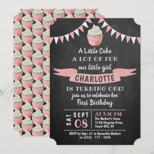 Een kleine Cake Chalkboard 1st Birthday Uitnodigin Kaart