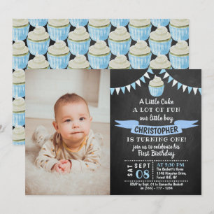 Een kleine Cake Chalkboard Foto 1st Birthday Kaart