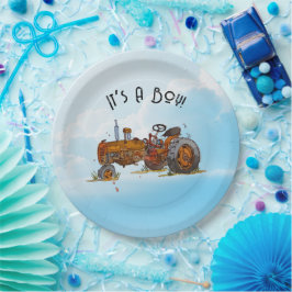 Een kleine chauffeur is onderweg papieren bordje