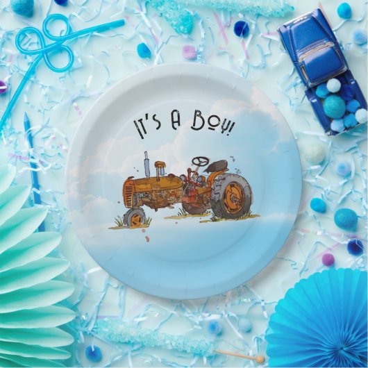 Een kleine chauffeur is onderweg papieren bordje (Feest)