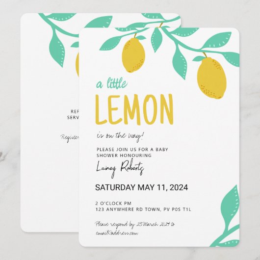 Een kleine citroen is onderweg! Baby Shower Kaart (Voorkant / Achterkant)