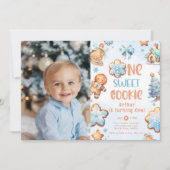 Een kleine Cookie Boy Kerstmis 1e verjaardag foto Kaart (Voorkant)