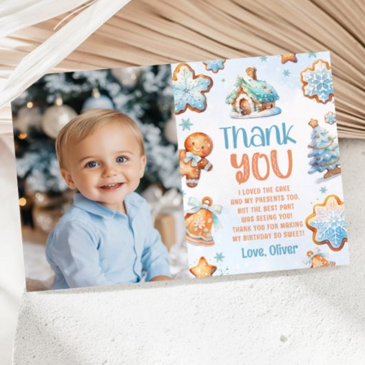 Een kleine Cookie Boy Verjaardagsfoto bedankt Kaart