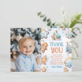Een kleine Cookie Boy Verjaardagsfoto bedankt Kaart (Staand voorkant)