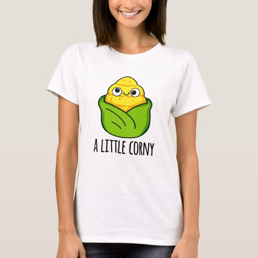 Een kleine Corny Funny Baby Corn Pun T-shirt (Voorkant)