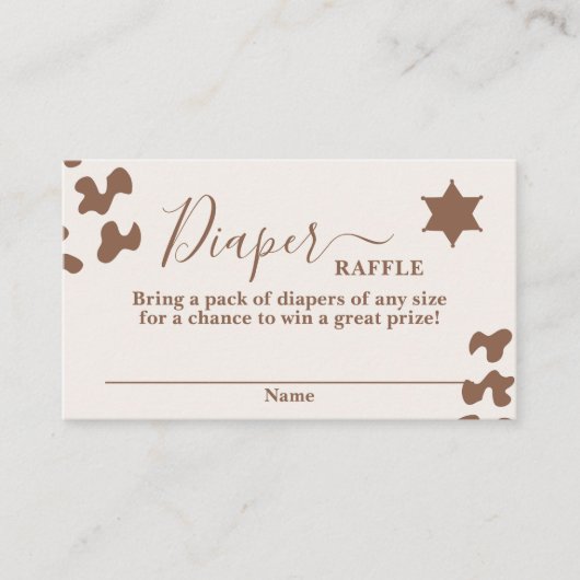 Een kleine Cowboy Baby shower Jongen Luier Raffle Informatiekaartje (Voorkant)
