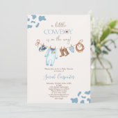 Een kleine cowboy Baby shower jongensuitnodiging Kaart (Staand voorkant)