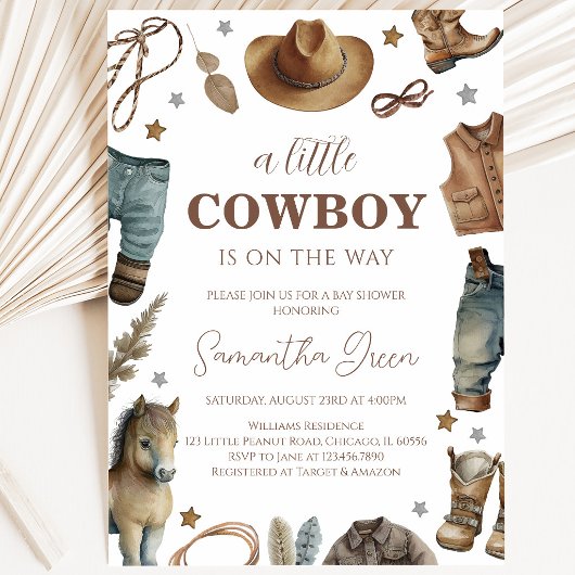 Een Kleine Cowboy Baby Shower Kaart