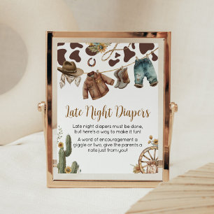 Een kleine cowboy Baby shower late night luiers Poster