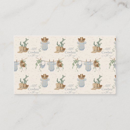Een kleine Cowboy Baby shower luier Raffle Informatiekaartje (Achterkant)