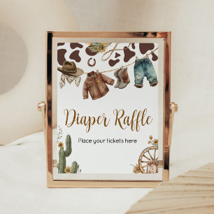Een kleine Cowboy Baby shower luier Raffle Poster