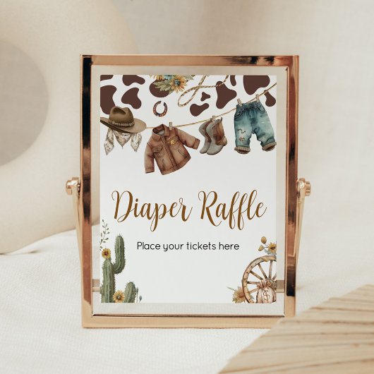Een kleine Cowboy Baby shower luier Raffle Poster