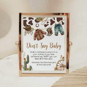 Een kleine cowboy Baby shower niet zeggen Baby Poster