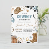 Een kleine cowboy Baby shower uitnodiging (Staand voorkant)