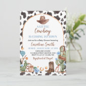 Een kleine cowboy Baby shower uitnodiging (Staand voorkant)
