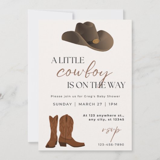 Een kleine cowboy Baby shower uitnodiging (Voorkant)