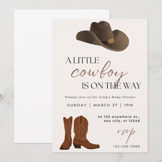 Een kleine cowboy Baby shower uitnodiging (Voorkant / Achterkant)