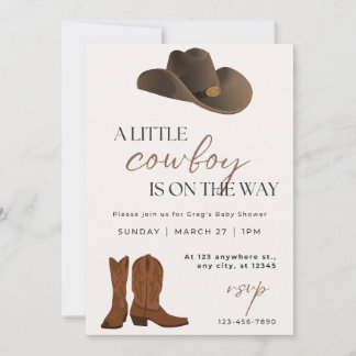Een kleine cowboy Baby shower uitnodiging