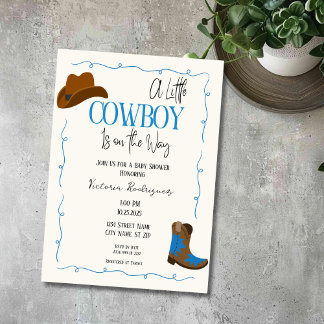 Een kleine cowboy Baby shower uitnodiging