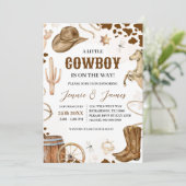 Een kleine cowboy Baby shower uitnodiging (Staand voorkant)