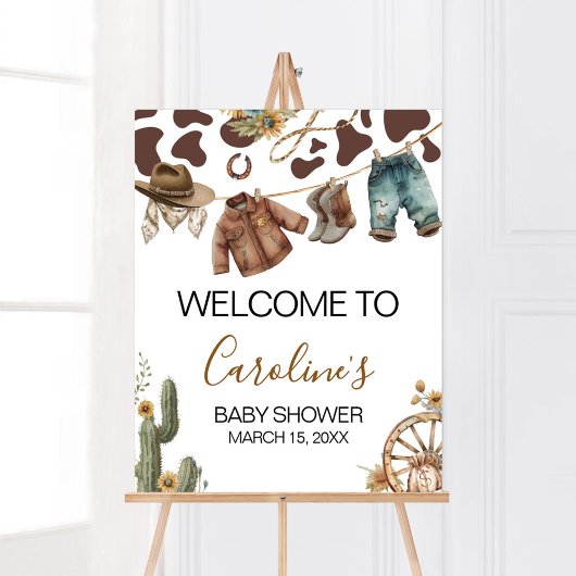Een kleine cowboy Baby shower welkomstbord Poster