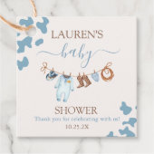 Een kleine Cowboy Blue Baby shower Boy Bedankjes Labels (Voorkant)