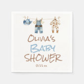 Een kleine Cowboy Blue Brown Clothesline Baby show Servet (Voorkant)
