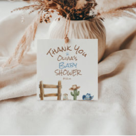 Een kleine Cowboy Blue Brown West Baby Boy Shower Bedankjes Labels