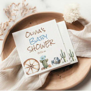 Een kleine Cowboy Blue Brown West Baby Boy Shower Servet