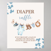 Een kleine Cowboy Blue Diaper Raffle teken Poster (Voorkant)